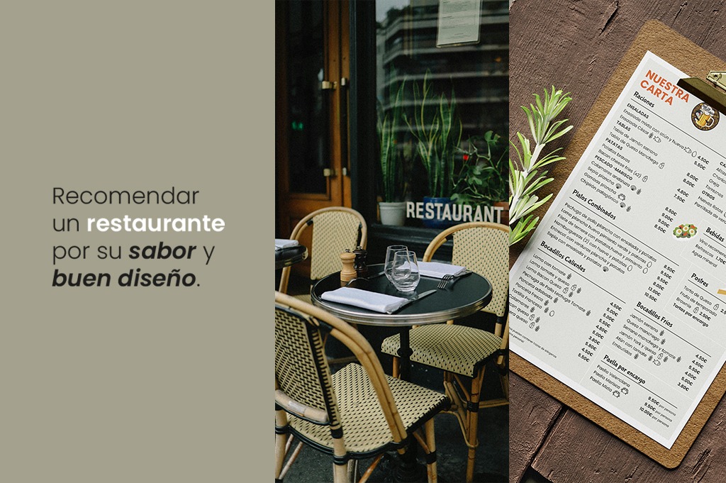 Recomendar un restaurante por su sabor y buen diseño