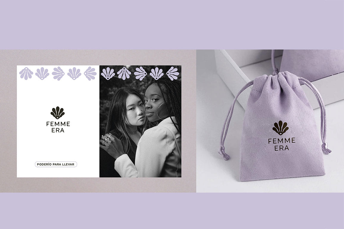 Diseño de marca, branding Femme Era, marca de joyas.