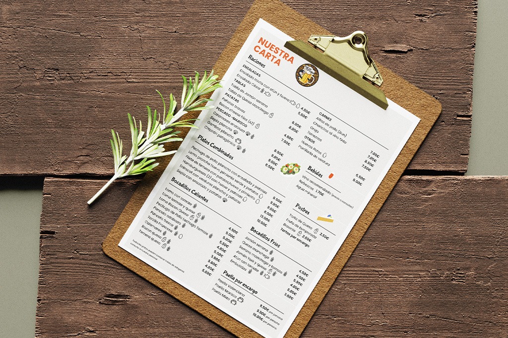 Carta Restaurante Bar Tortuera